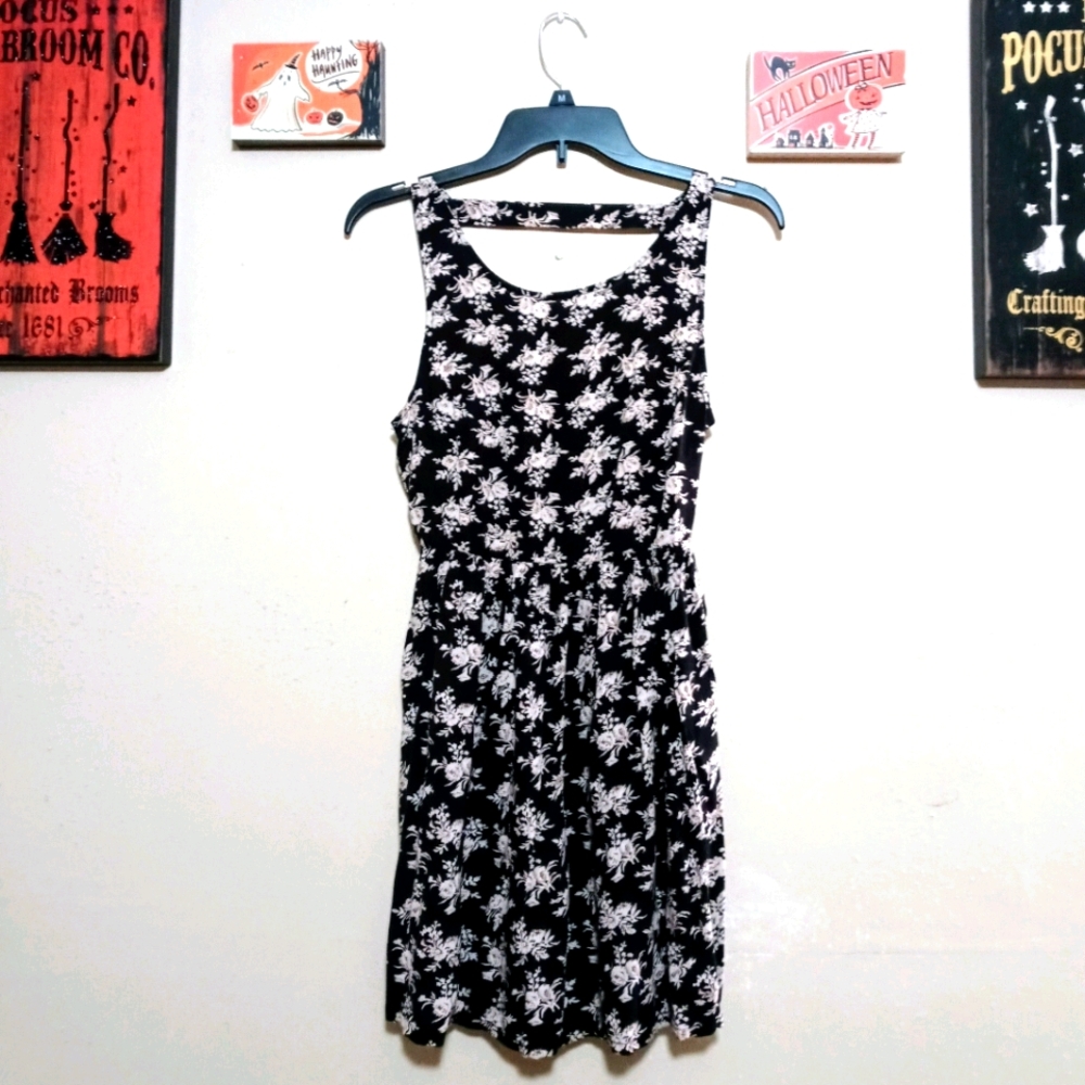 H&M Black Floral Cutout Summer Dress